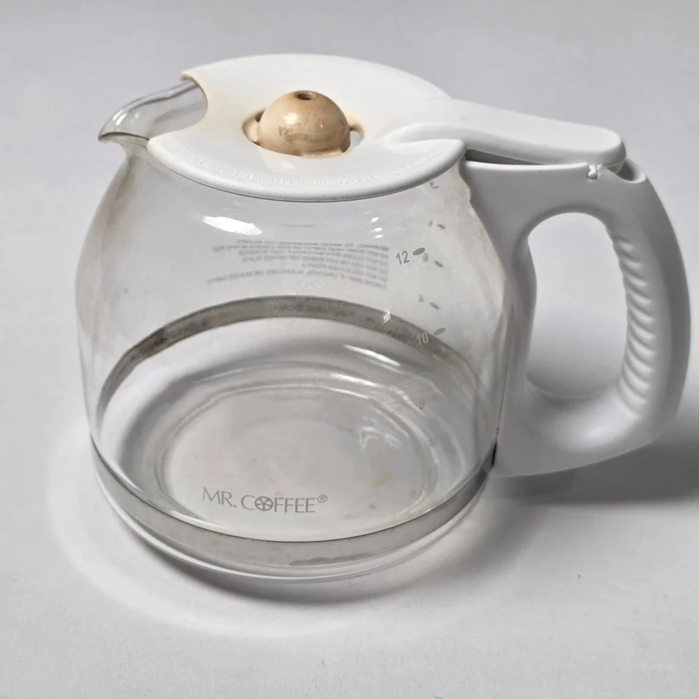 Mr. Coffee Carafe 12 Cup White Replacement Glass Pot with Lid‎ CA1-111-4 Clear